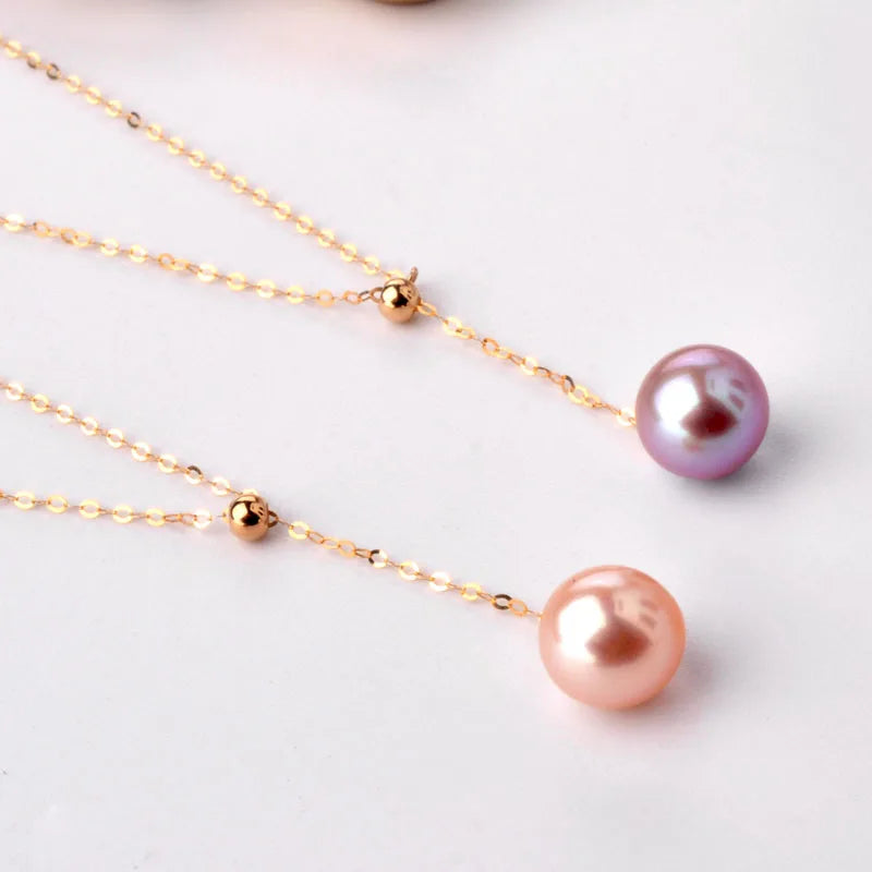 18K Gold Jewelry Natural Freshwater Pearl Pendant Necklace
