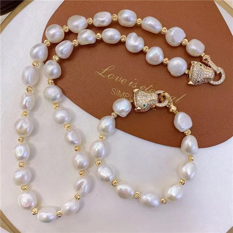 Natural Freshwater 10-11mm Baroque Pearl Choker Necklace BraceletJewelry Set