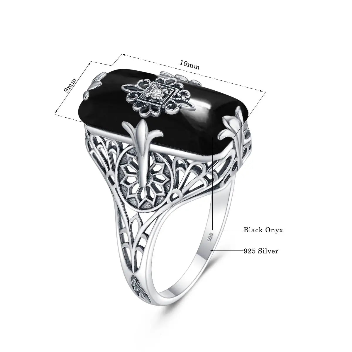 High Quality 925 Sterling Silver  Black Onyx Ring