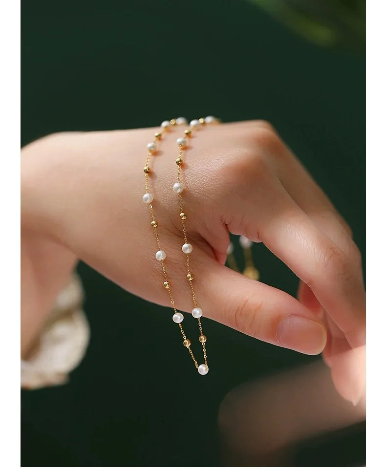 Natural  Freshwater Pearl  Real 18K Gold  Necklace Pendant