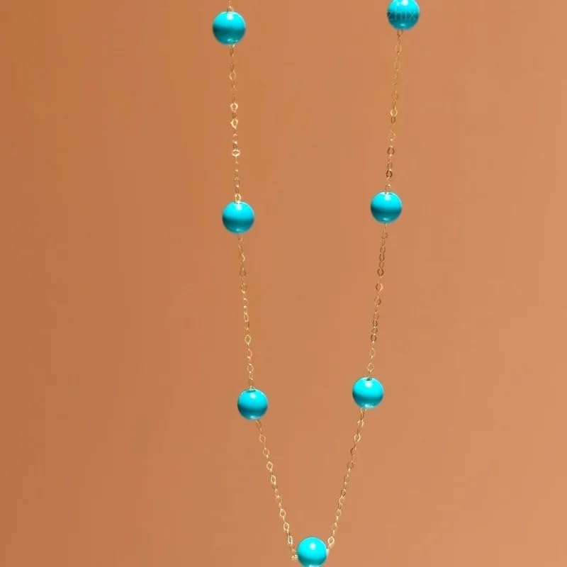 18K gold natural turquoise necklace pendant