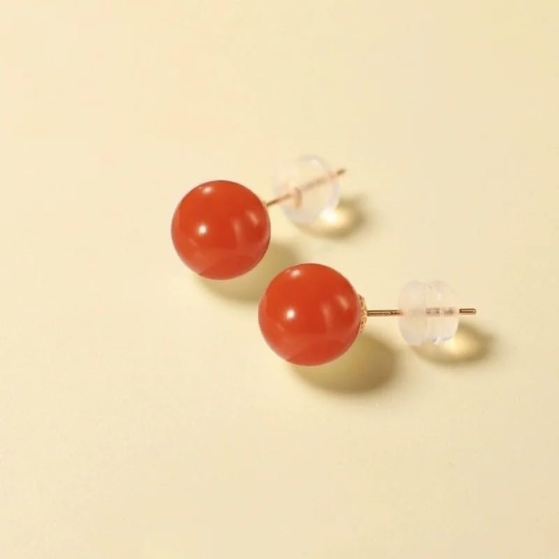 Natural red agate Real 18K Gold earrings