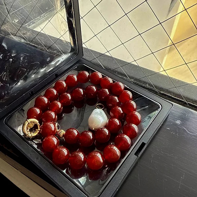 Natural Large Baroque Pearl Carnelian Agate Gemstone Choker