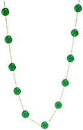 18K Gold Natural Green Agate Necklace, Elegant Chain with Emerald Color Beads, Fine Jewelry for Women