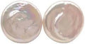 Natural White Freshwater Pearls Stud Earrings Color Good Sheen Flat Round Buttons Coin Shape