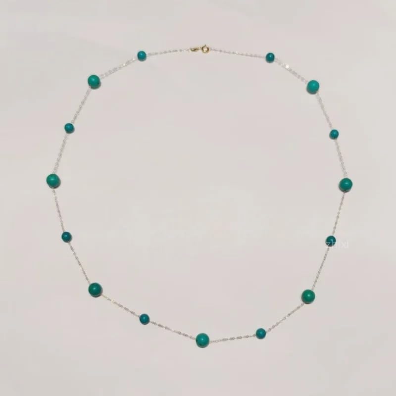 Natural Turquoise 18K yellow gold Necklace