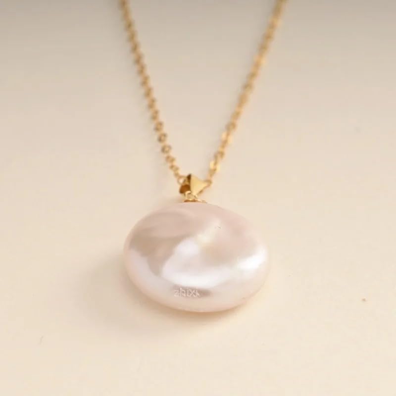 18K Yellow Gold Pearl Necklace Pendant