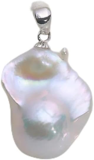 Handmade Natural Freshwater Baroque Pearl 925 Sterling Silver Pendant