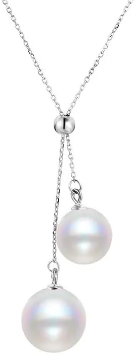 S925 Sterling Silver Shell Pearl Fringe Pendant Minimalist Adjustable Clasp Necklac