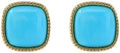 925 Silver Gold Plated Turquoise Square Stud Earrings