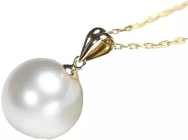 Real White Freshwater Pearl Pendant Necklace 11-12mm 18k Gold