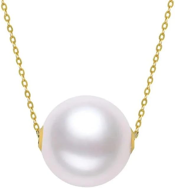 Natural Freshwater Pearl Pendant Necklace, 11-12mm White Pearl, 18K Yellow Gold AU750 Chain
