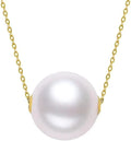 Natural Freshwater Pearl Pendant Necklace, 11-12mm White Pearl, 18K Yellow Gold AU750 Chain