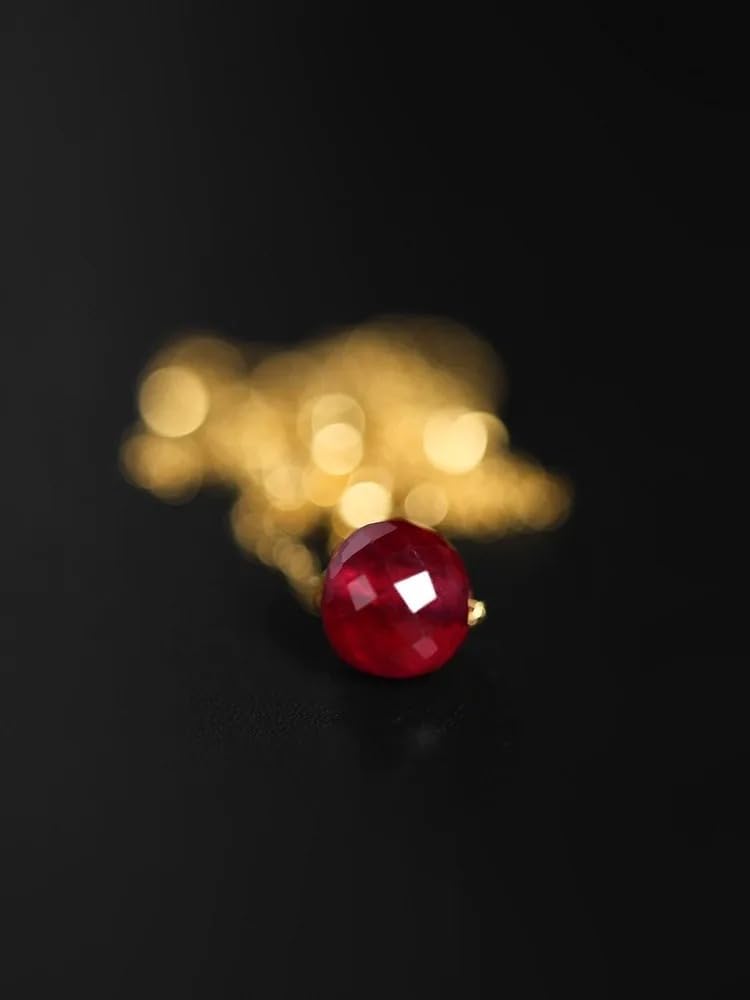 18K Gold Natural Ruby Pendant Necklace