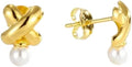 925 Sterling Silver X Cross Pearl Stud Earrings for Women