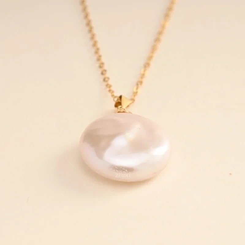 18K Yellow Gold Pearl Necklace Pendant