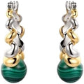 Natural Malachite 925 Sterling Silver Dangle Earrings Women Dichroic Plating Spiral Twisted Chic Earring