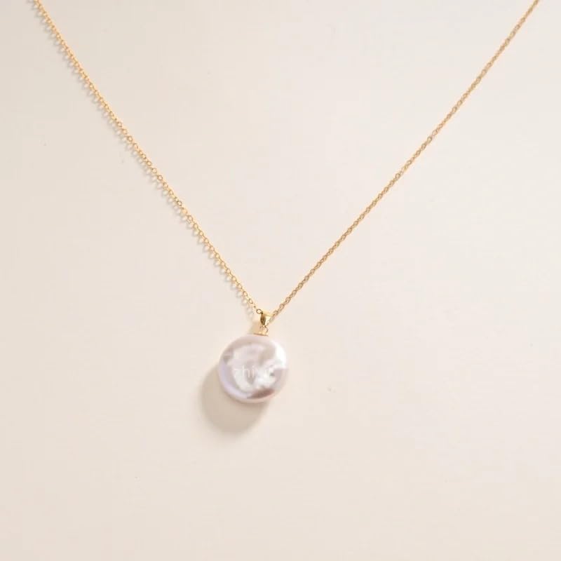 18K Yellow Gold Pearl Necklace Pendant