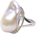 Natural Freshwater Baroque Pearl Sterling Silver Adjustable Ring