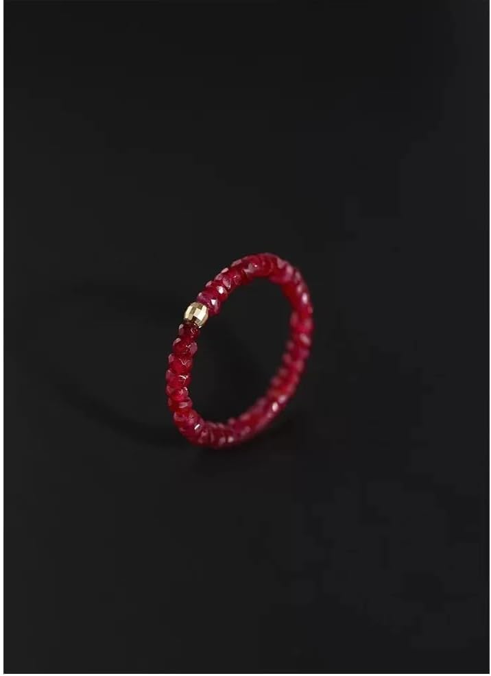 Natural Ruby 18K Gold Adjustable Ring Simple Fashion Jewelry