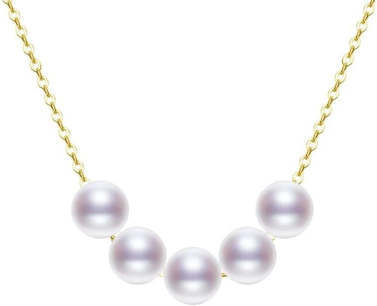 Natural Freshwater Pearl and 18 K Gold Smile Necklace