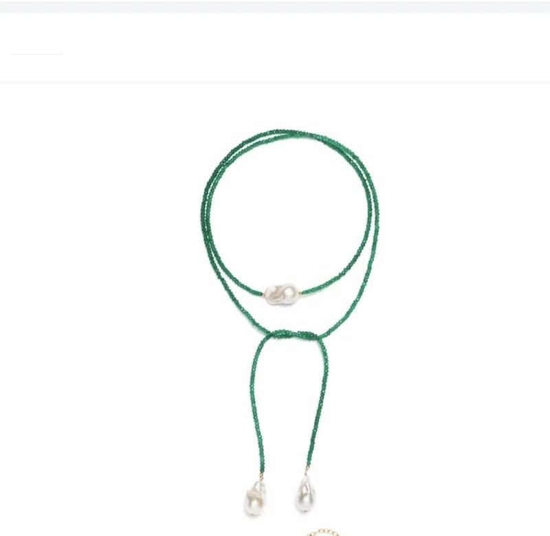Natural Freshwater Pearl Green Agate Sweater Necklace 120cm for Women