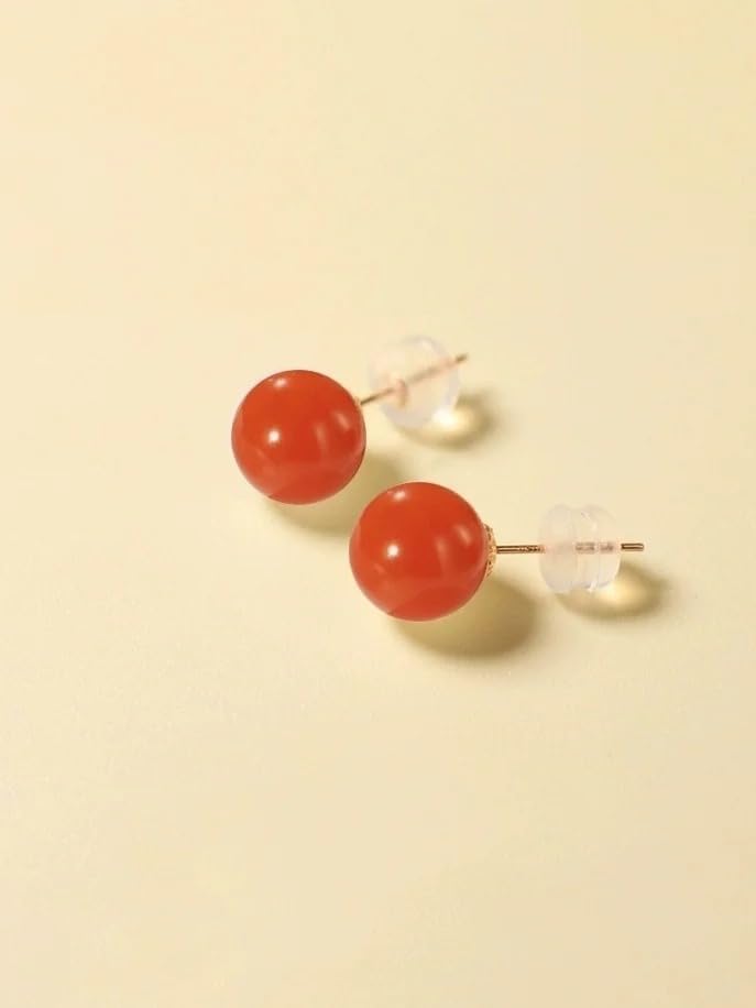 Natural red agate Real 18K Gold earrings