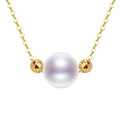 Natural Freshwater Pearl And Gold Ball Pendant Necklace