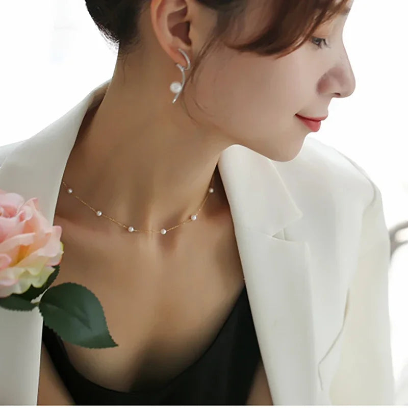 Natural Freshwater Pearl Necklace Pure 18K Gold Necklace Pendant