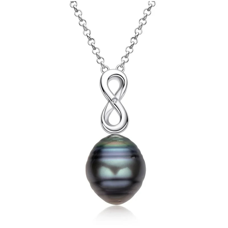 Baroque 11mm Tahitian Black Pearl l Silver Chain 925 Pendant Necklace