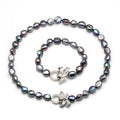 Natural Freshwater Black Baroque Pearl Necklace Bracelet Jewelry Sets