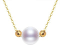 Natural Freshwater Pearl And 18K Gold Ball Pendant