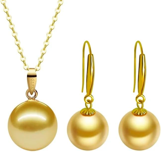 18K Gold Natural South Sea Pearl Jewelry Set, Au750 Pendant and Earrings