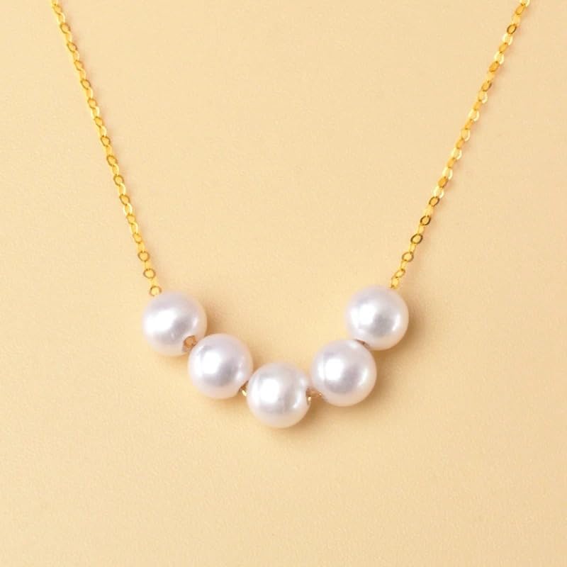 Natural Freshwater Pearl and 18 K Gold Smile Necklace