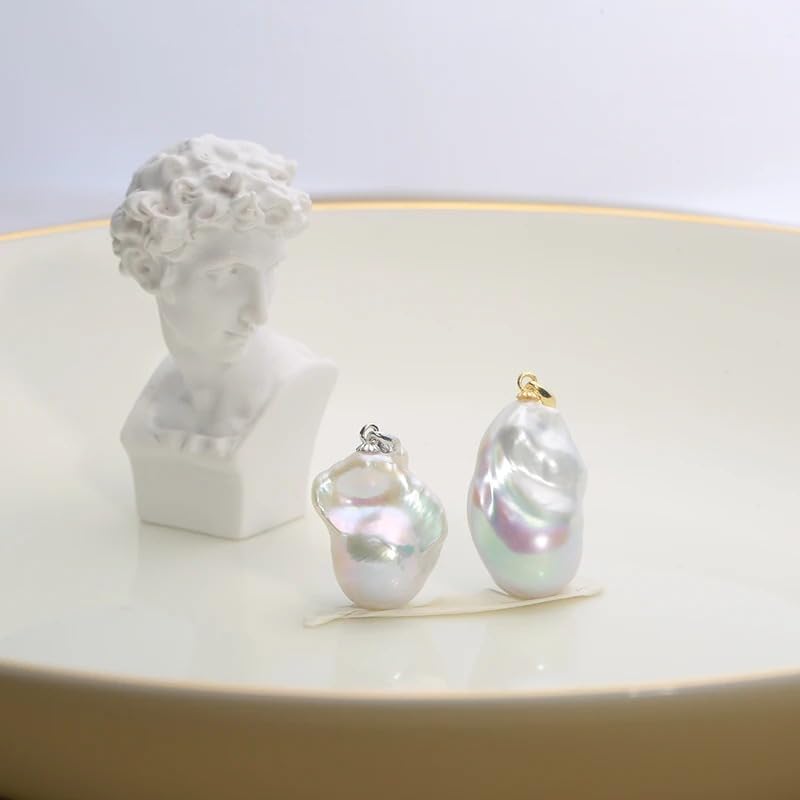 Handmade Natural Freshwater Baroque Pearl 925 Sterling Silver Pendant
