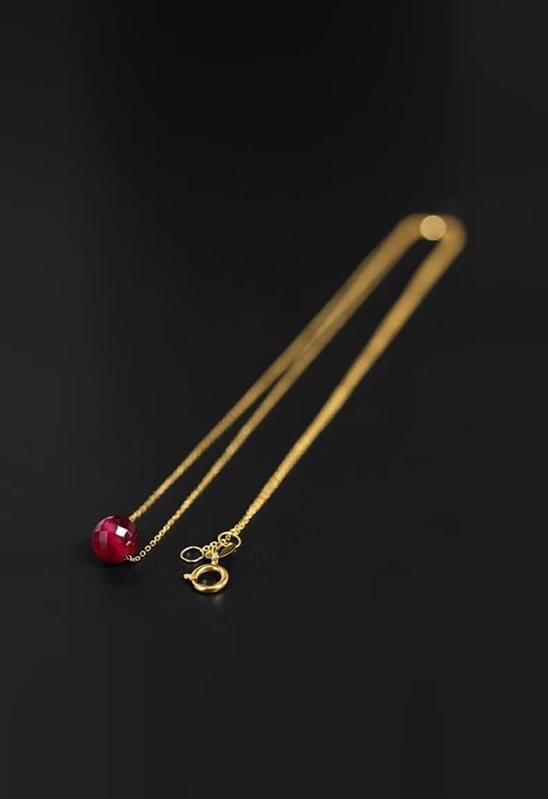 18K Gold Natural Ruby Pendant Necklace