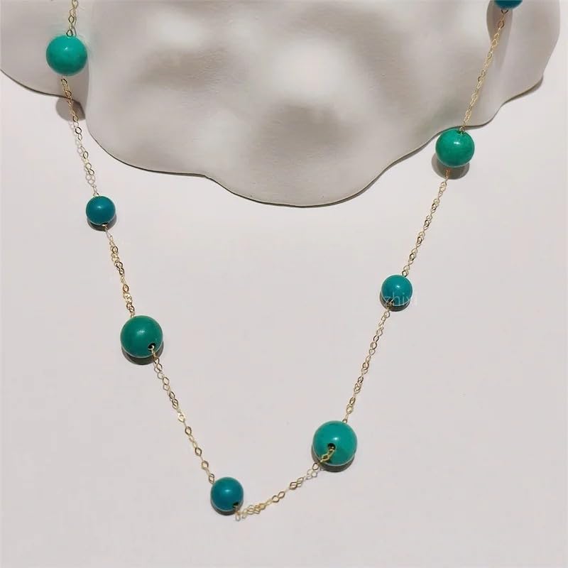 Natural Turquoise 18K yellow gold Necklace