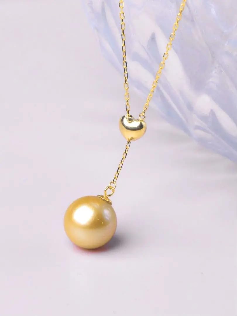 18K Gold Natural Seawater Pearl Pendant Necklace