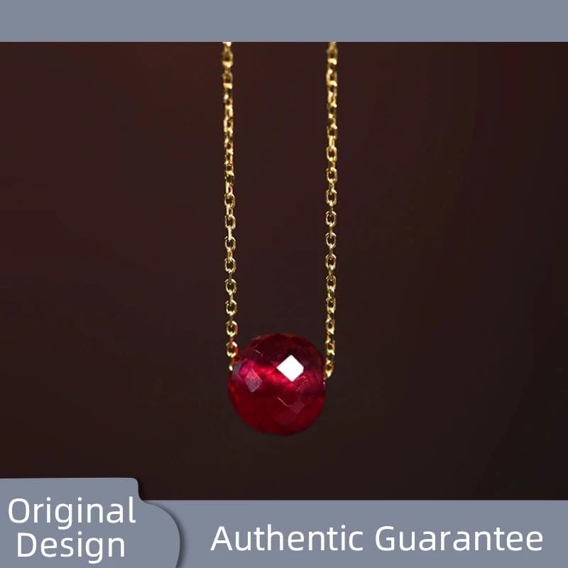 18K Gold Natural Ruby Pendant Necklace