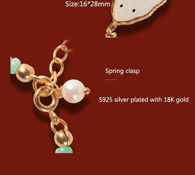 Natural Hotan White Jade and Green Beaded Bracelet, Elegant Luxury Jewelry with Gold-Tone Accents