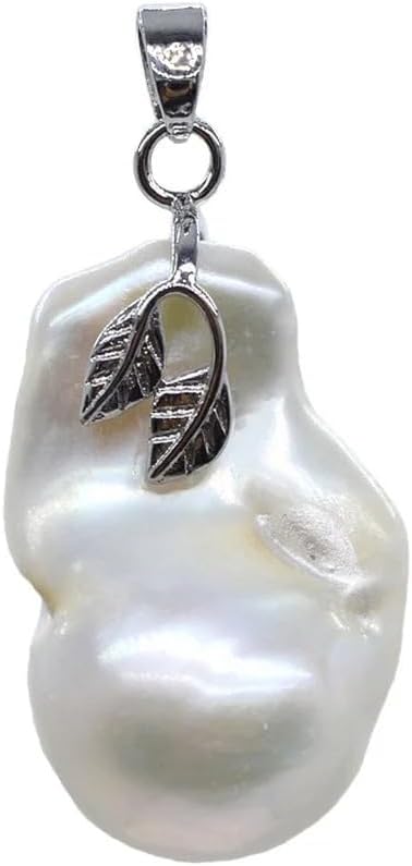 Large Baroque Pearl Pendant Irregular Shape Silver Vintage Necklace