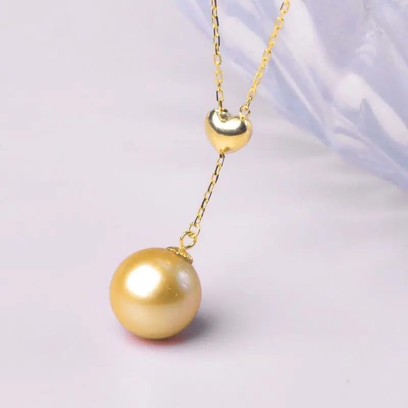 18K Gold Natural Seawater Pearl Pendant Necklace
