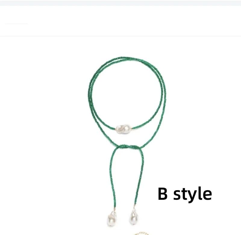 Natural Freshwater Pearl Green Agate Sweater Necklace 120cm for Women