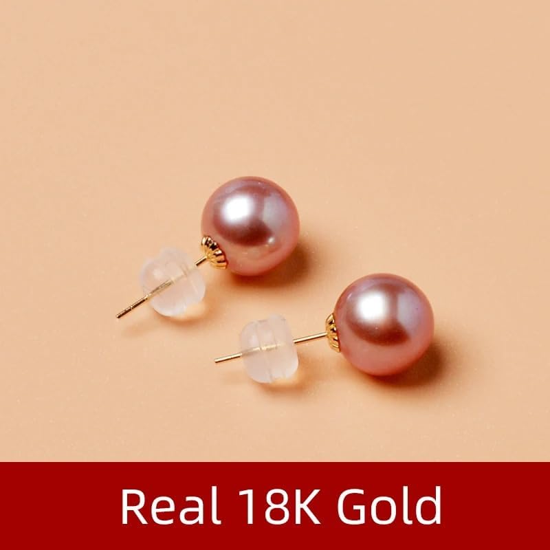 Natural Freshwater Pearl 8K Gold Stud Earrings