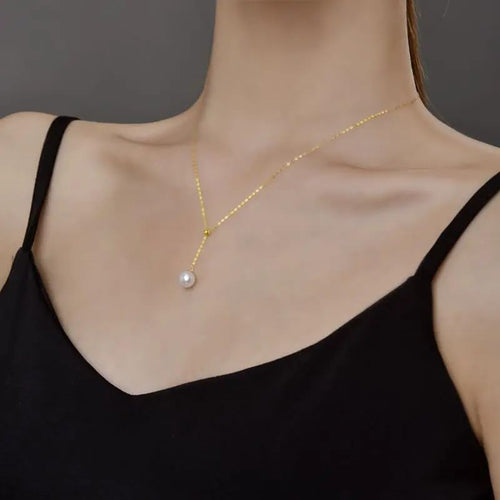 18K Gold Pearl Pendant Necklace
