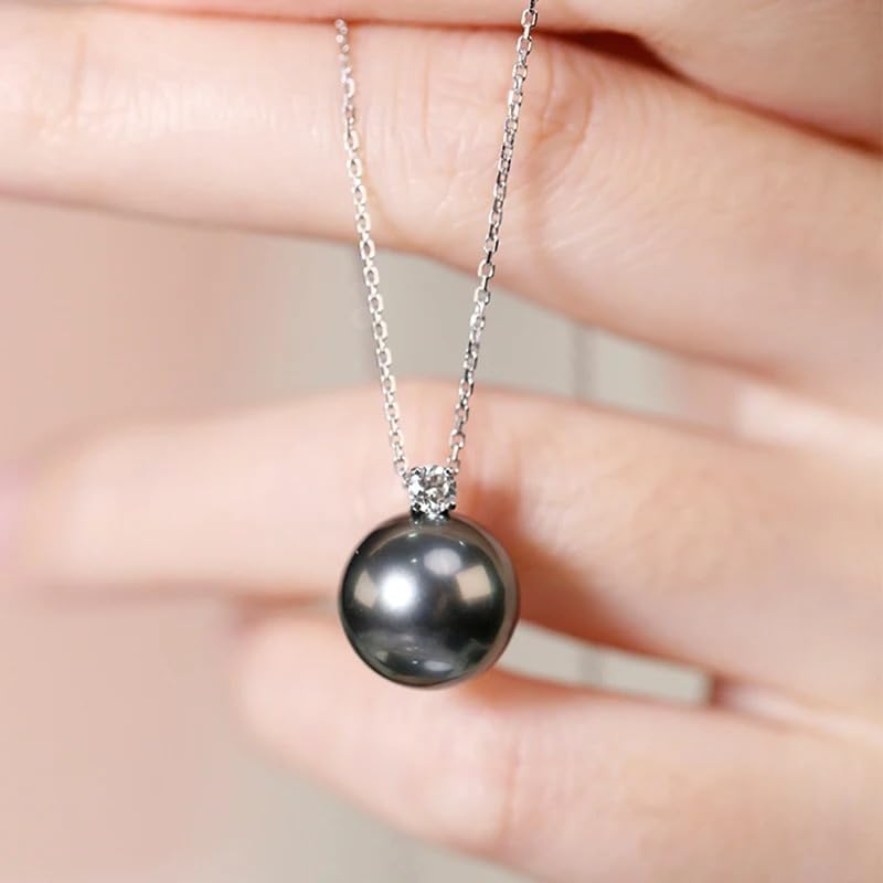 18K Gold11-12mm Natural Black Tahitian Necklace