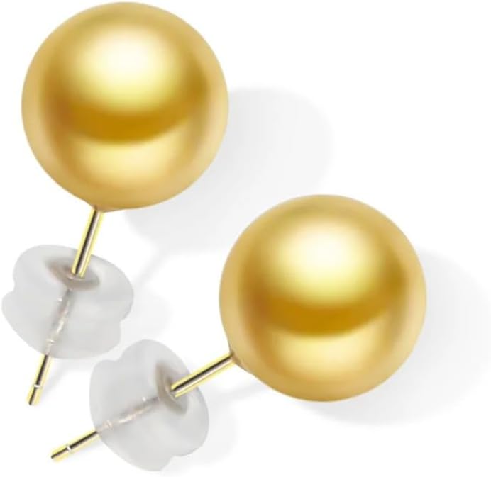 9-10mm Natural Round Southsea Pearl Stud Earrings