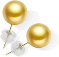 8-9mm Natural Round Southsea Pearl with 18K Gold Stud Earrings