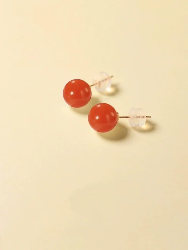 Natural red agate Real 18K Gold earrings