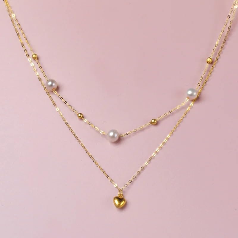 18K Yellow Gold au750 Natural Freshwater Pearl Necklace Pendant